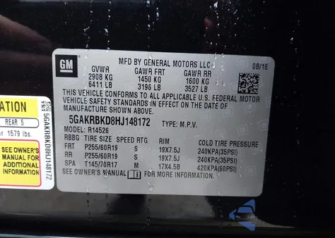 2017 Buick Enclave Leather z USA, uszkodzony, nr VIN 5GAKRBKD8HJ148172